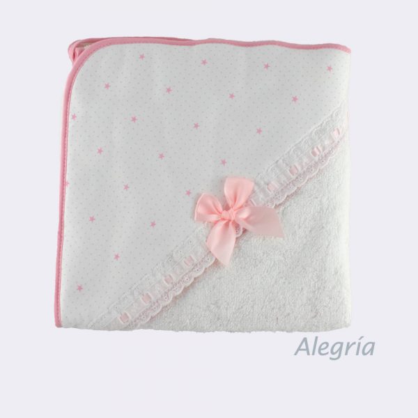 Capa de baño blanca y rosa con estrellitas en Alegría Moda Infantil