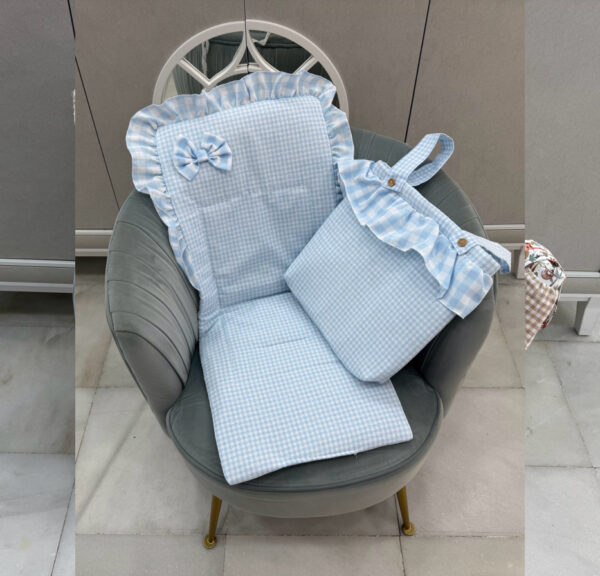 Colchoneta silla universal con talega vichi mezcla pequeño celeste