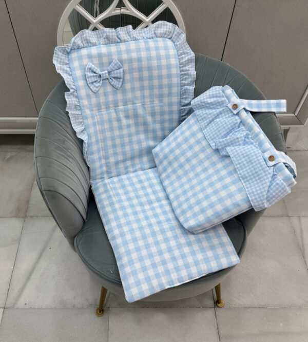 Colchoneta silla universal con talega vichi mezcla mediano celeste