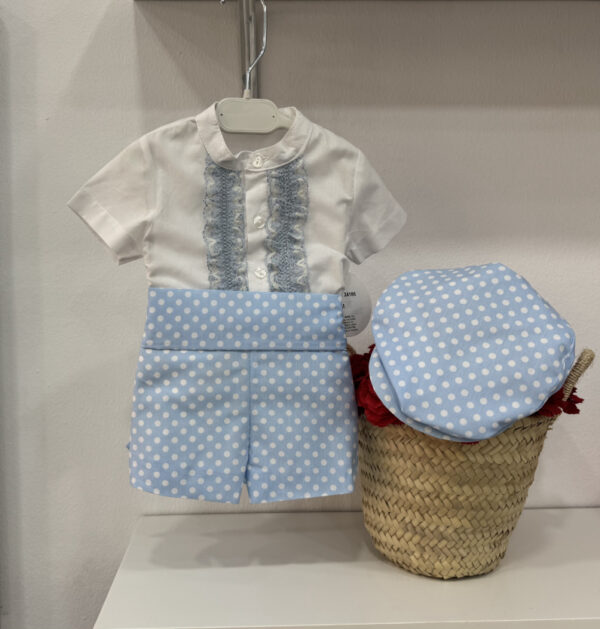 Conjunto flamenco niño encaje celeste