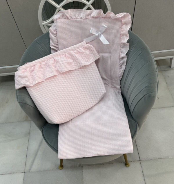 Colchoneta silla universa  con talega volante vichi rosa