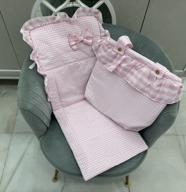 Colchoneta silla universal con talega volante vichi pequeño rosa