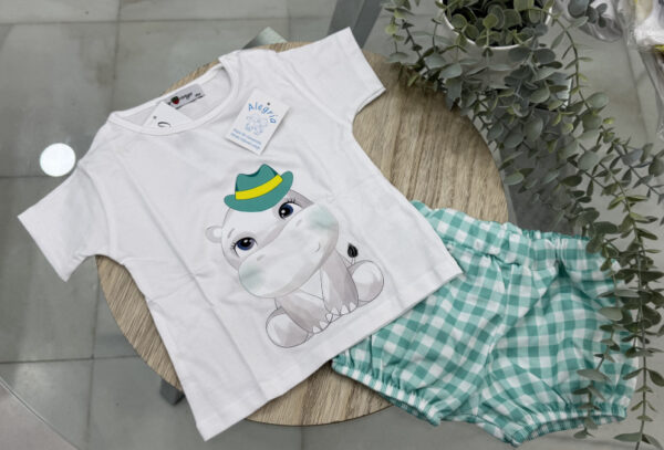 Conjunto algodón hipopótamo