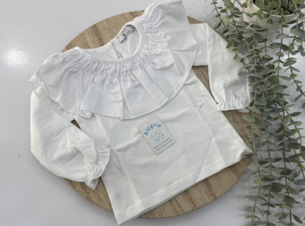 Camiseta algodón cuello blanco