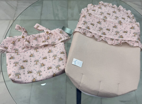 Saco capazo con talega ositos rosa