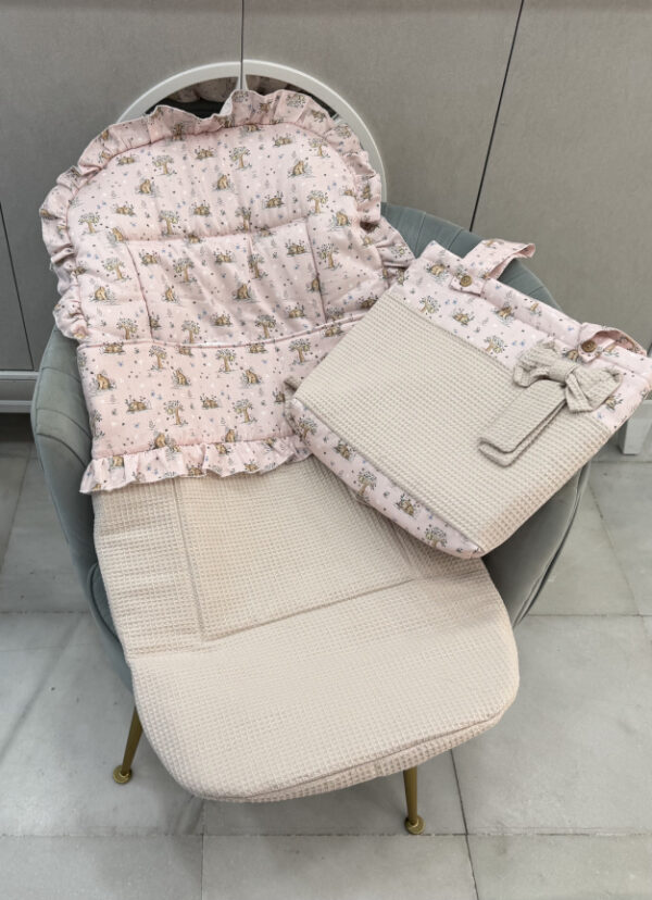 Saco silla universal con talega ositos Wafle rosa