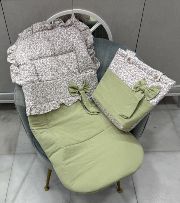 Saco silla universal con talega flores verde pistacho