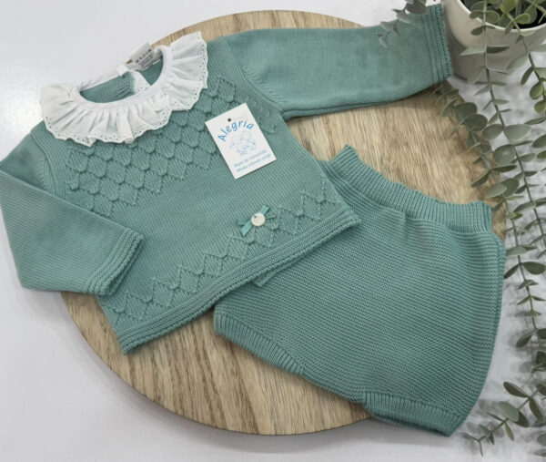 Conjunto lana dos piezas modelo otoño verde