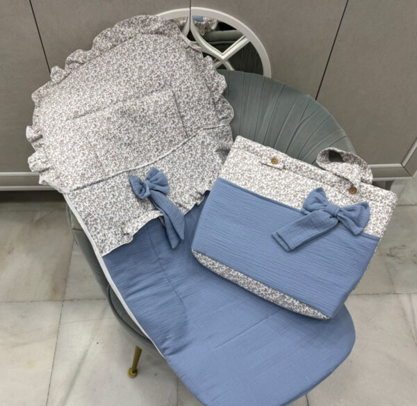 conjunto saco más talega modelo flor azul