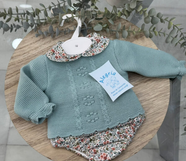 Conjunto braga lanita flor verde
