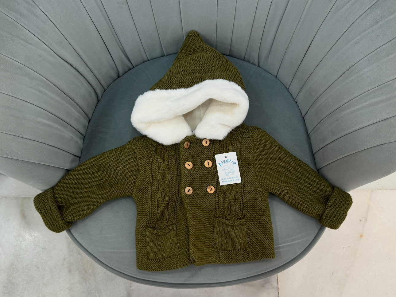 Chaqueta lana verde cacería