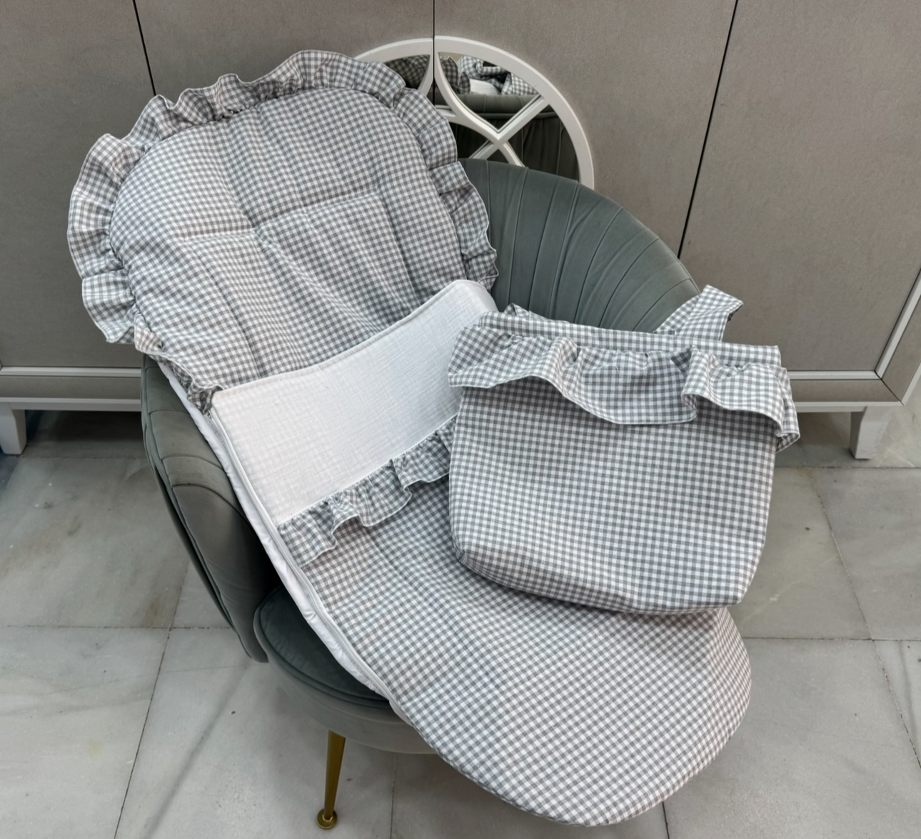 Saco silla universal con bolso con bambula gris