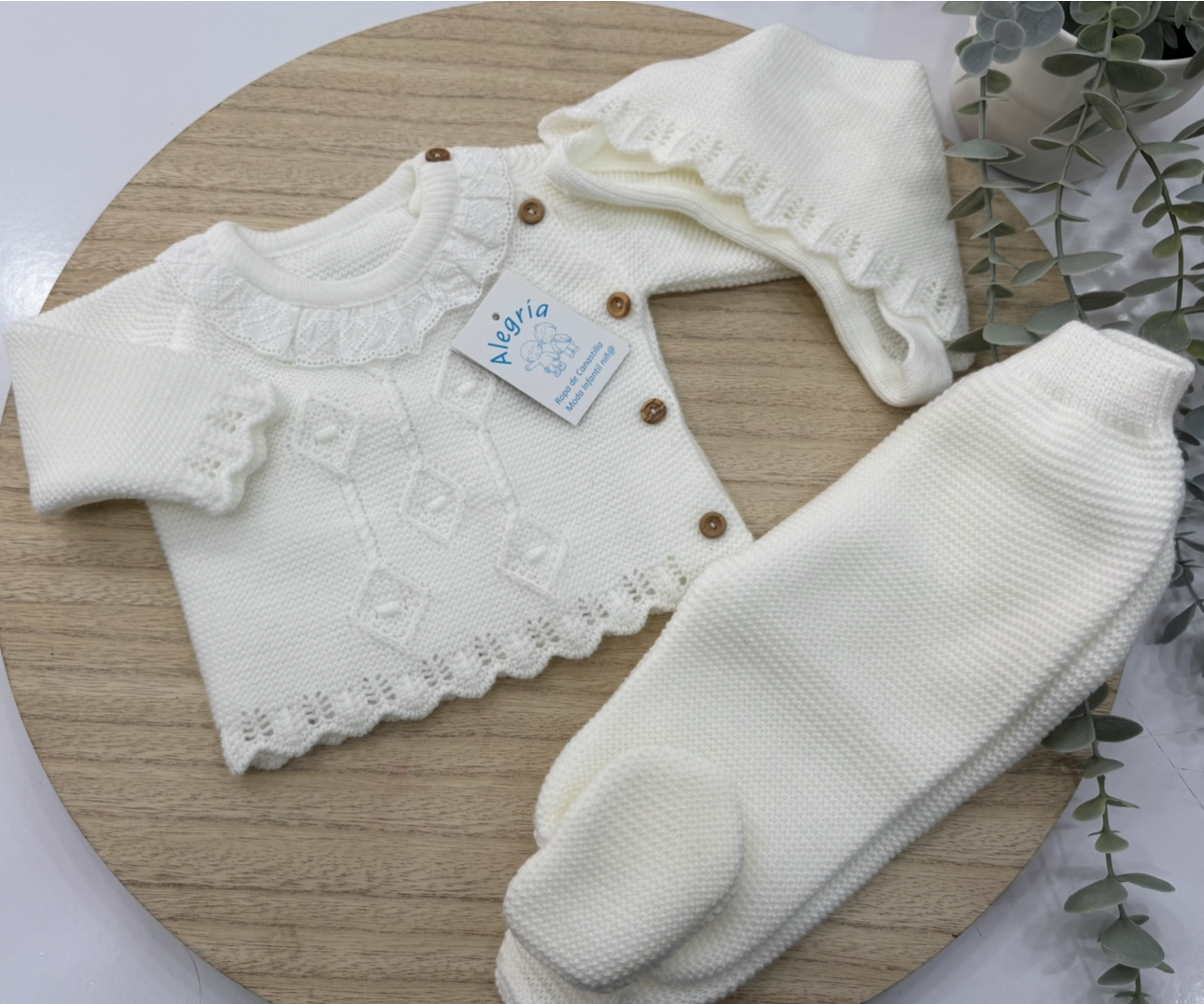 Conjunto lana modelo nieve tres piezas