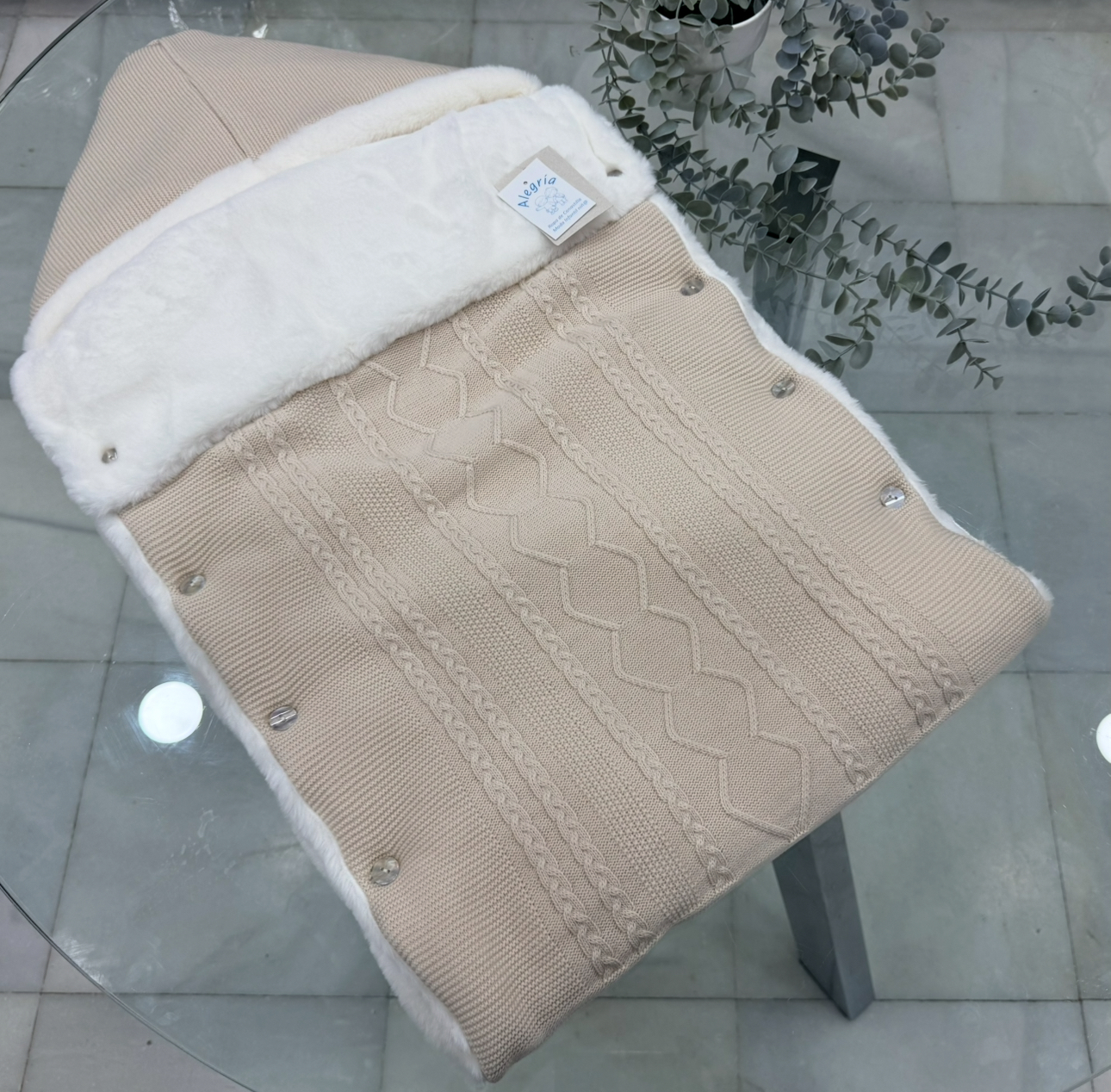 Saco polar trenzado camel