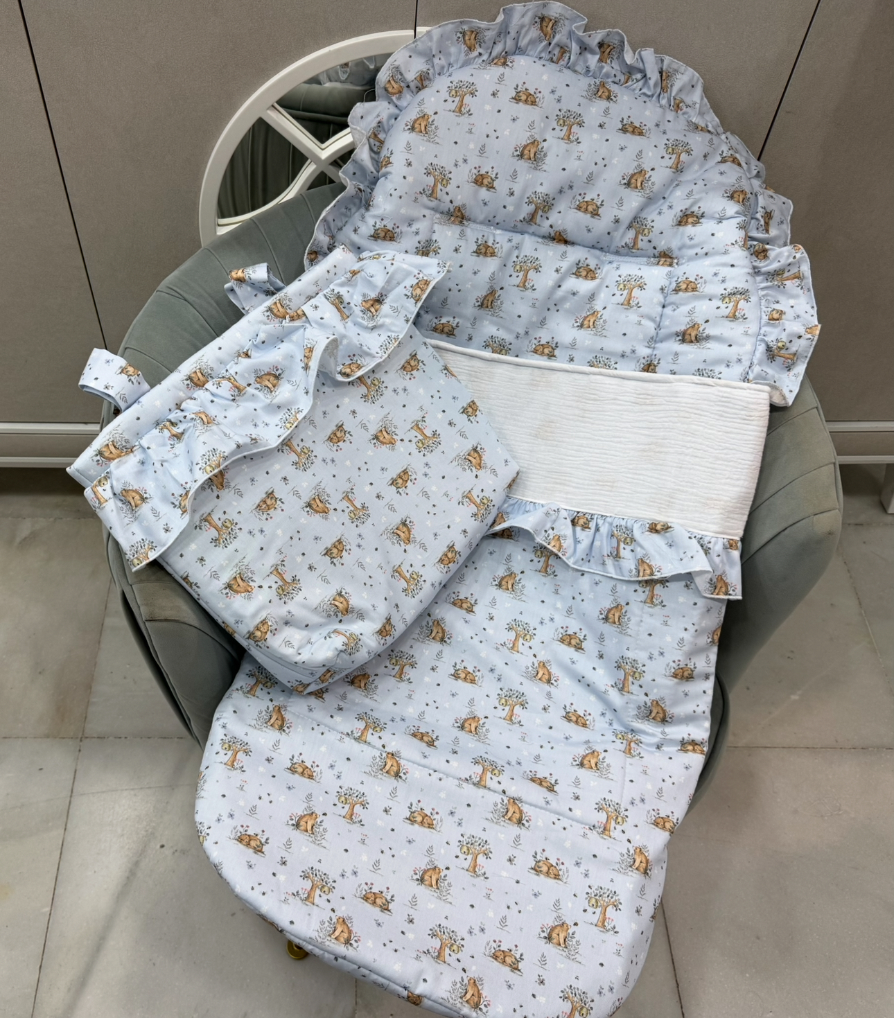 Saco silla universal con bolso osito celeste