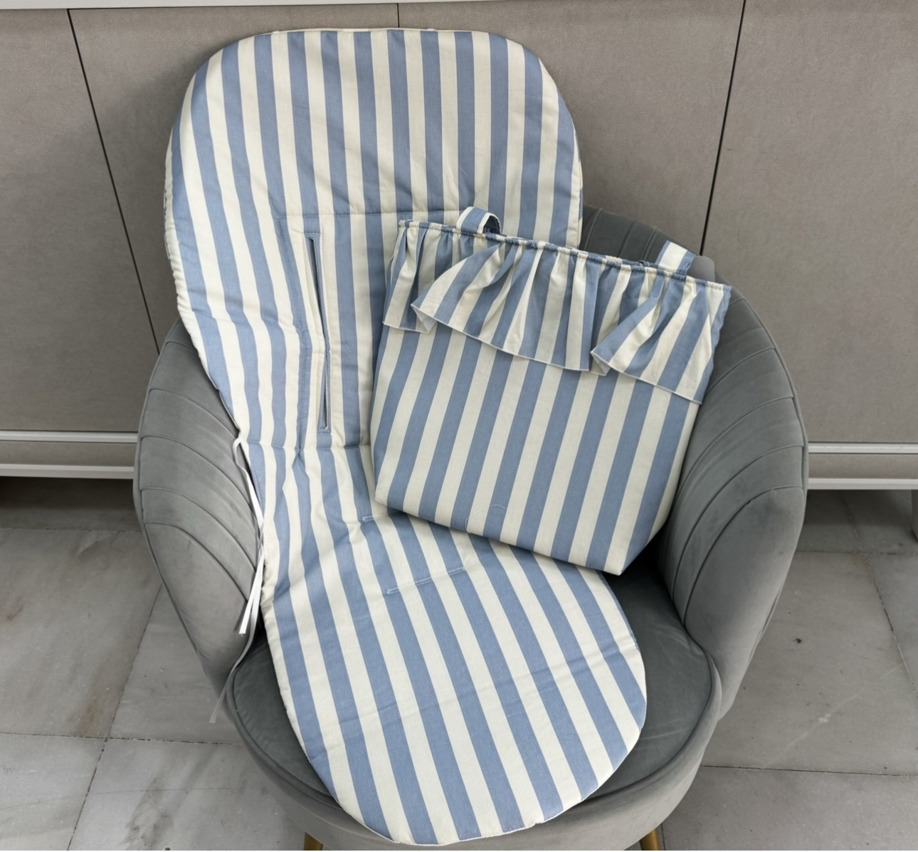 Colchoneta silla universal cubre la silla más bolso volante rayas azul