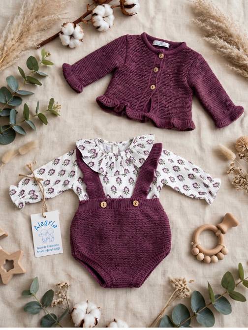 Conjunto lana tres piezas camisa, ranita y chaqueta modelo pascua