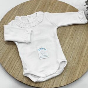 Bodi algodón con cuello y puños modelo troquelado blanco