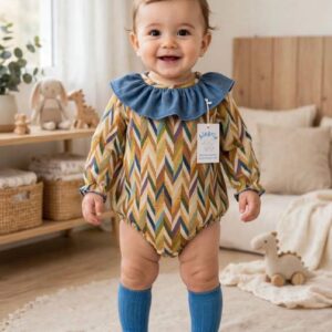 Pelele étnico cuello azul